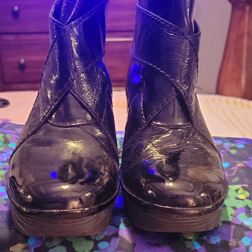 Fly London Patent Leather Black Women's Ankle Boots